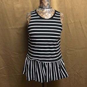 Old Navy black and white striped baby doll tank
